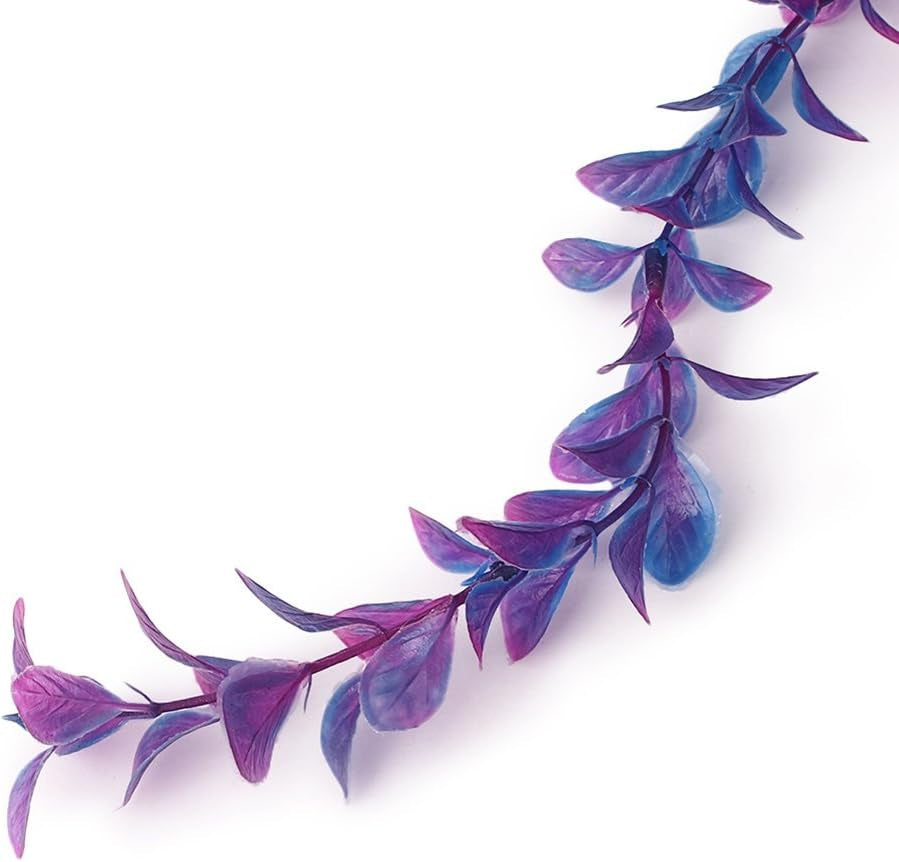 Artificial Aquarium Plants Decoration Plastic Water Ornament for Fish Tank Decor, 16Inch, Purple