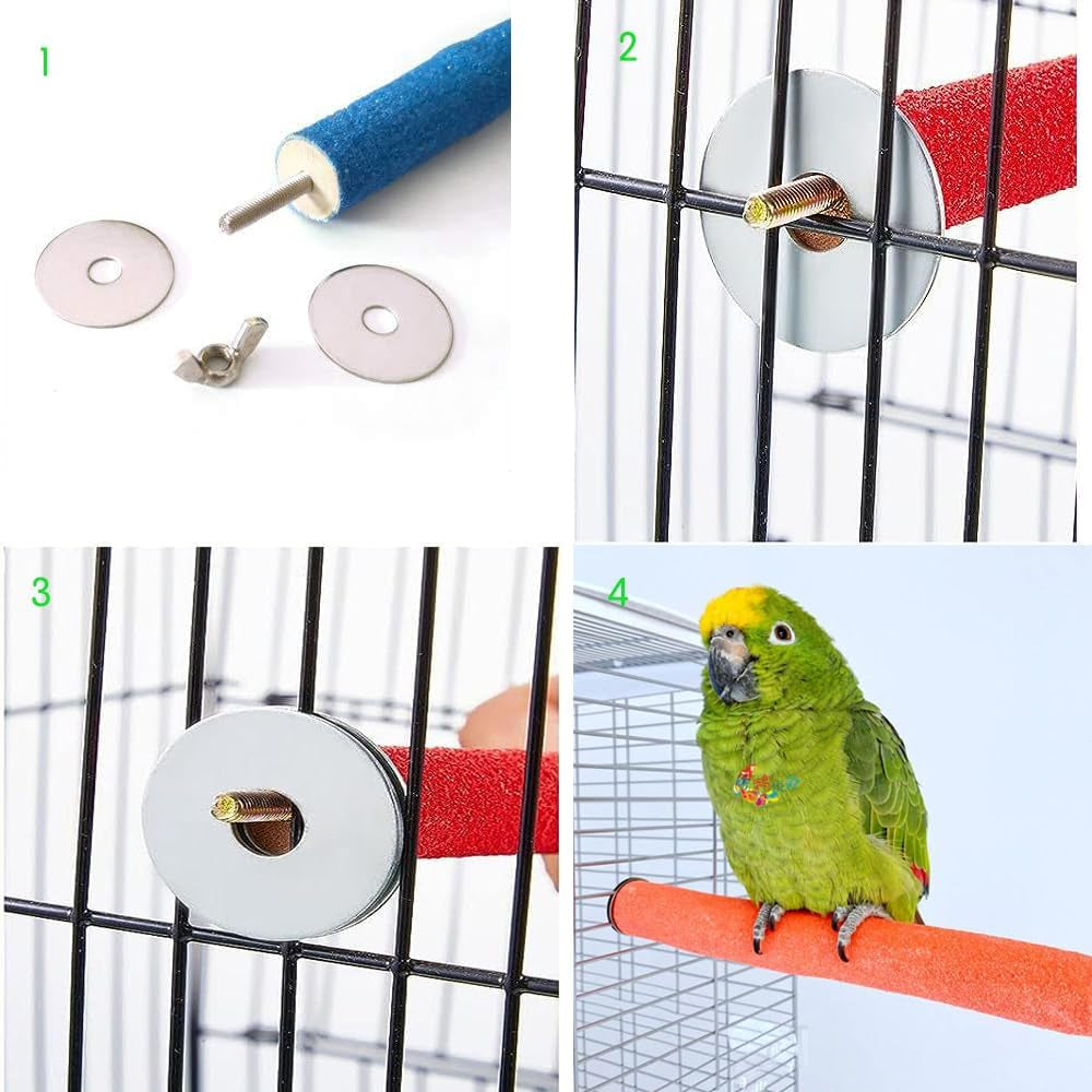 10 Pcs Bird Perch Stand - Colorful Paw-Grinding Sticks for Parakeets, Cockatiels & Small Birds (Cage Accessories)
