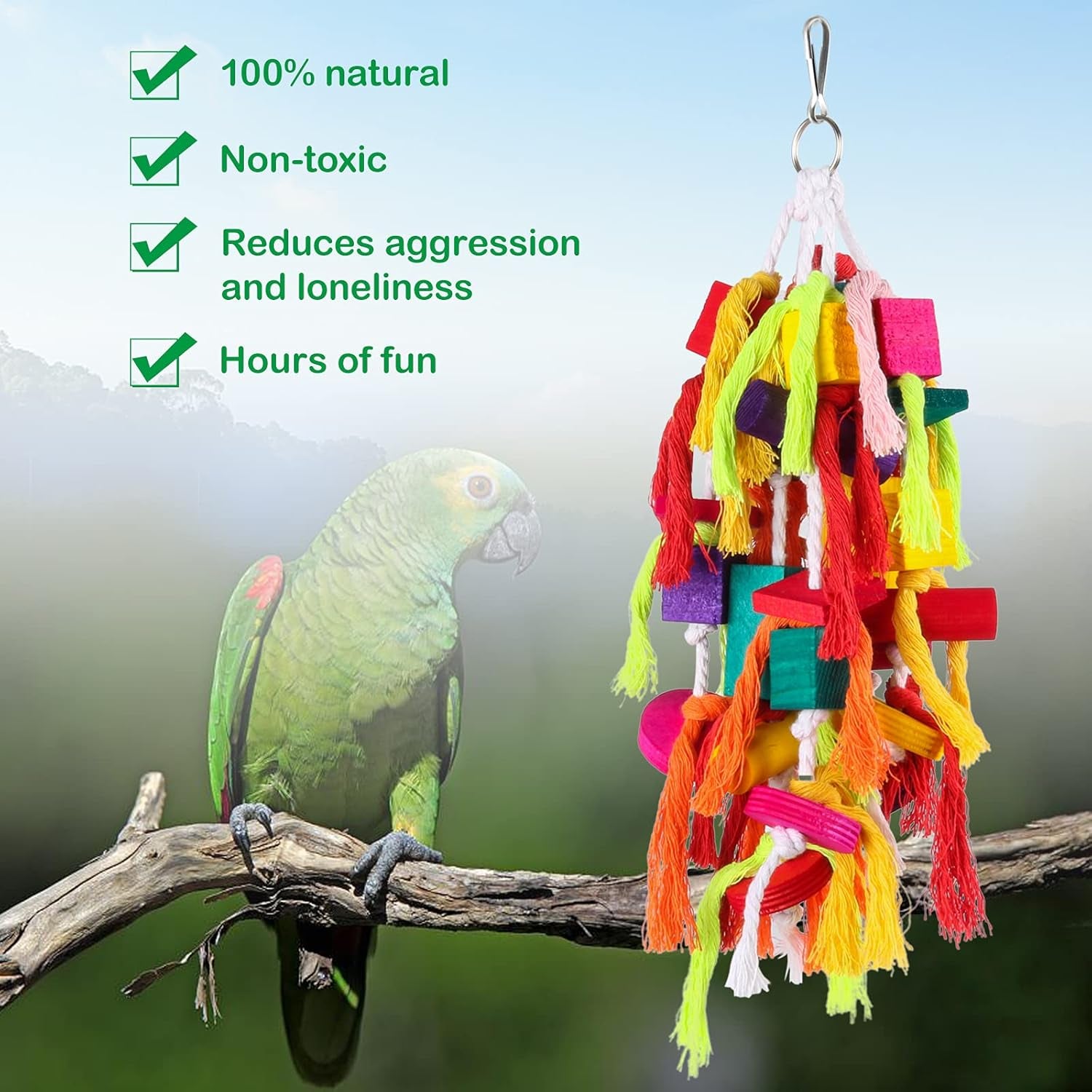 Parrot Chewing Toy - Wooden Block Tearing Toy for Conures, Cockatiels, African Greys & Large Birds
