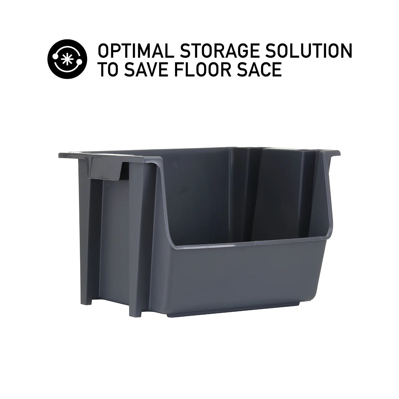 Large Nesting Stack Storage Bin, All, Plastic, Gray