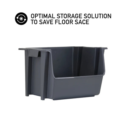Large Nesting Stack Storage Bin, All, Plastic, Gray