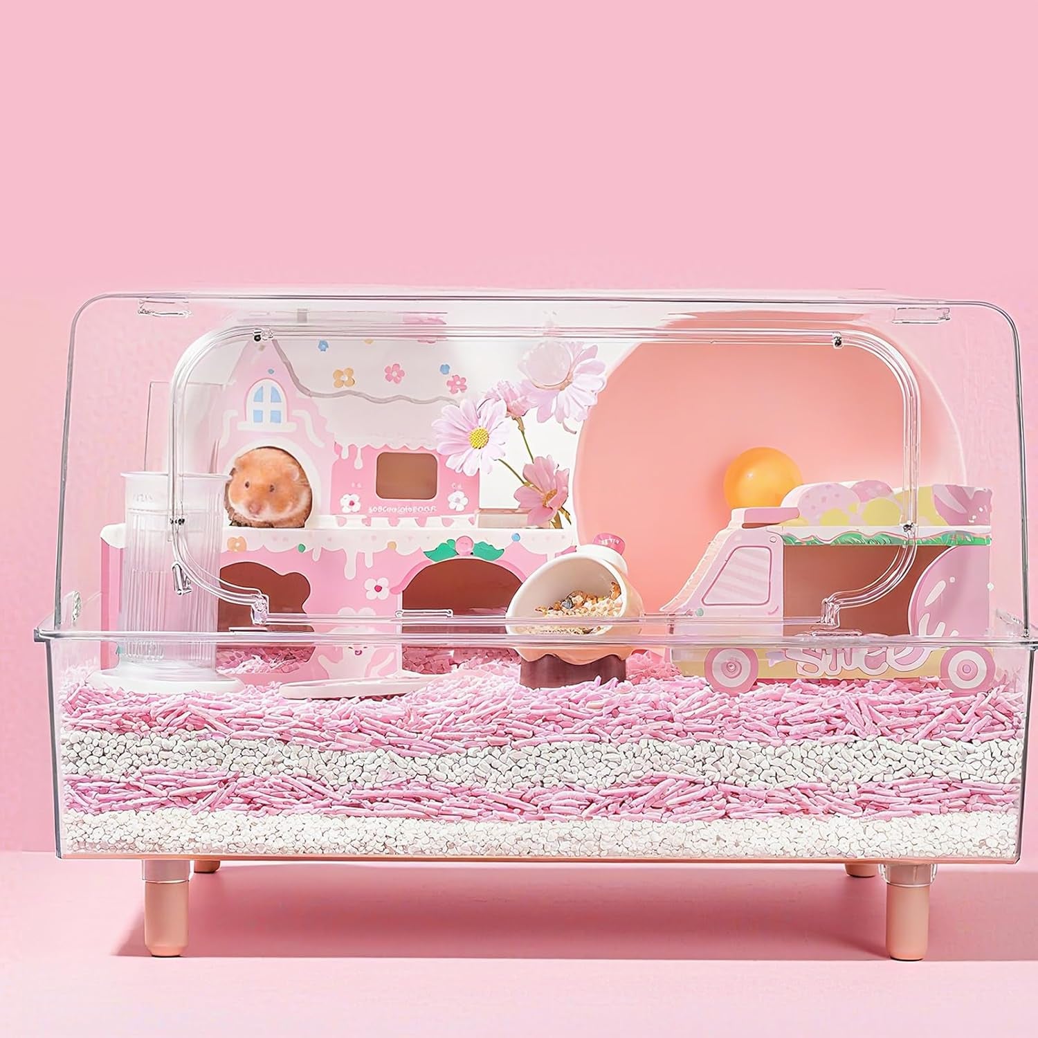Hamster Hideout - Wooden Hamster House Multiple Entrances Small Animal Habitat Cage Accessories & Decor for Syrian Dwarf Gerbils Rat Mouse
