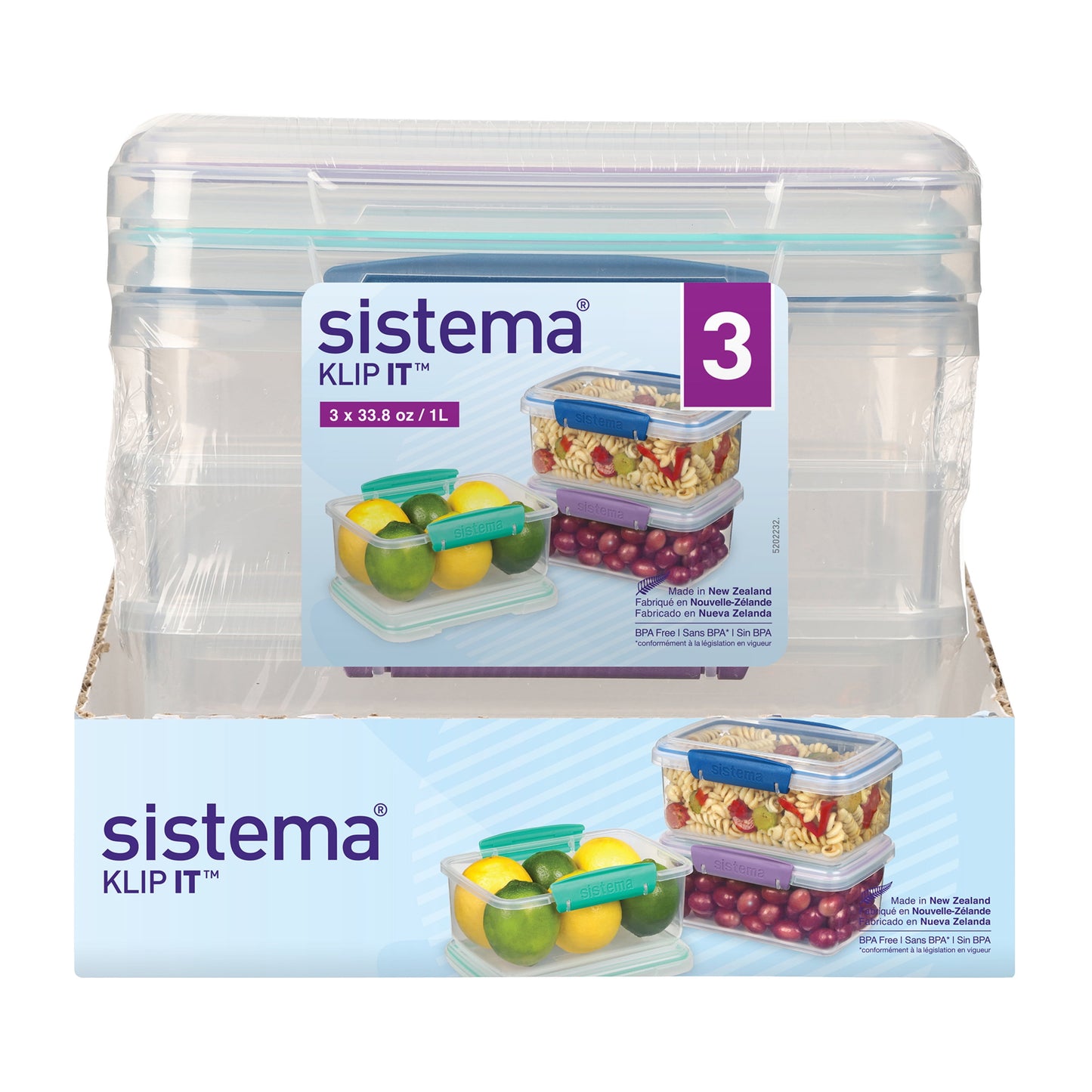 KLIP IT 4.1 Cup Plastic Food Storage Containers, Set of 3