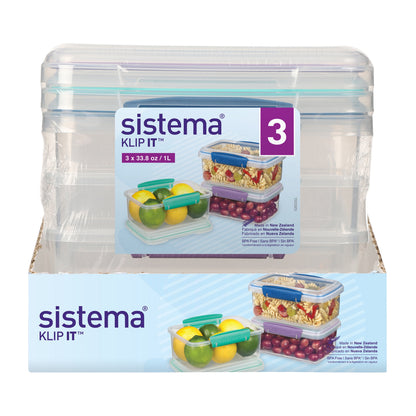 KLIP IT 4.1 Cup Plastic Food Storage Containers, Set of 3