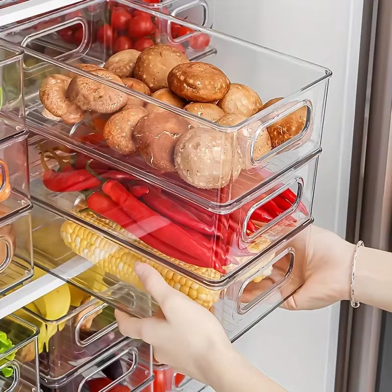 Transparent Refrigerator Organizers Durable Easy-To-Clean Multifunctional Food Storage Box for Fruits Vegetables Meats, Etc