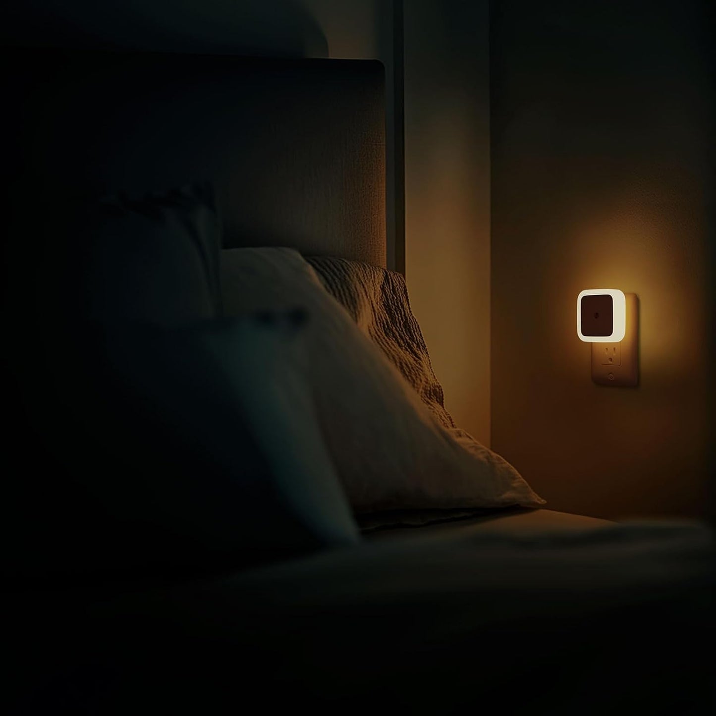 LED Plug-In Night Light, 4-Pack - Dusk to Dawn Sensor Warm White Night Lights for Bedroom, Bathroom & Hallway