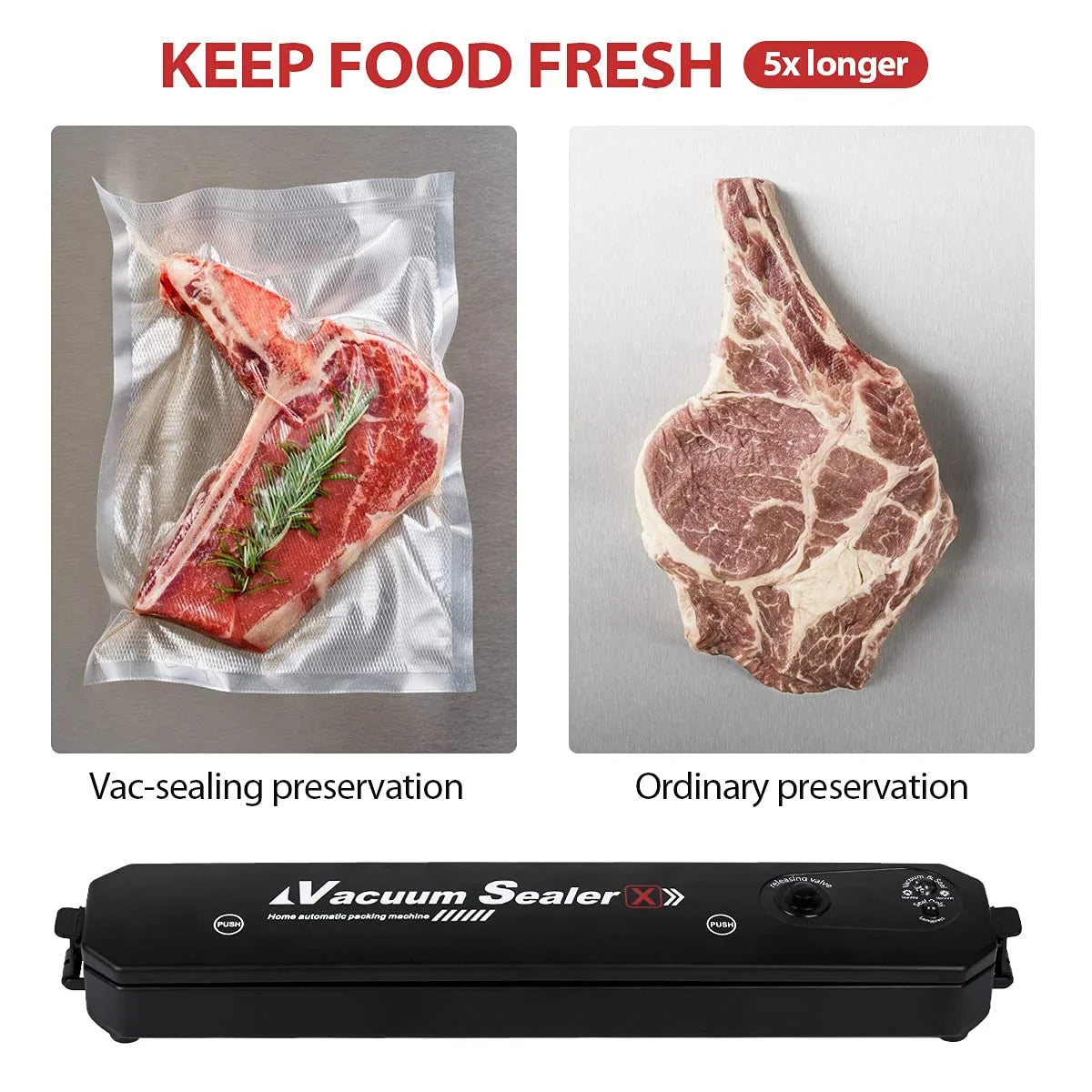 INFISU Automatic Food Vacuum Sealer Machine with 10 Vacuum Sealer Bags,Mini Electric Food Sealers Air Sealing Preserver System Vacuum Preservation Machine Used for Dry & Moist Food Preservation