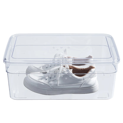 Clear Glossy Plastic Extra Wide Closet Storage Shoe Organizer Shoe Box with Lid for Shoe Storage