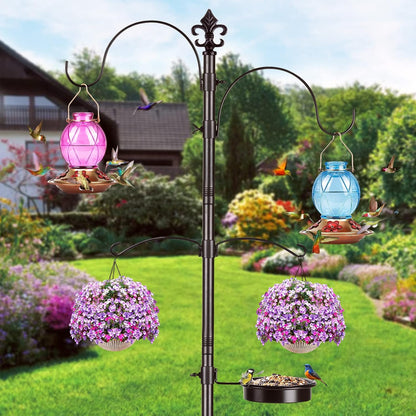 Glass Hummingbird Feeder – Hanging Outdoor Bird Feeder with 5 Feeding Ports, 20oz, Garden & Patio Decor (2-Pack)