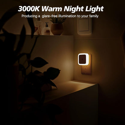 LED Plug-In Night Light, 4-Pack - Dusk to Dawn Sensor Warm White Night Lights for Bedroom, Bathroom & Hallway