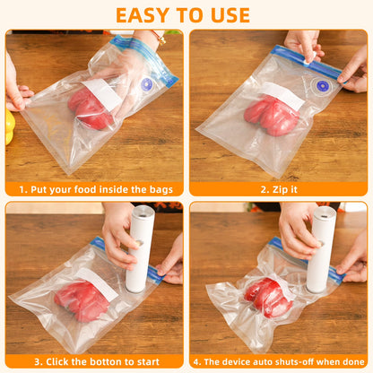 Handheld Vacuum Sealer with 5 Reusable Bags  Powerful Compact Vacuum Sealer for Food, Seal Meal Saver, Portable Food Sealer for Storage & Preservation, White