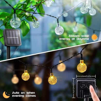 Solar Globe String Lights – Crystal Ball Outdoor Fairy Lights, Waterproof 8-Mode Patio & Garden Decor