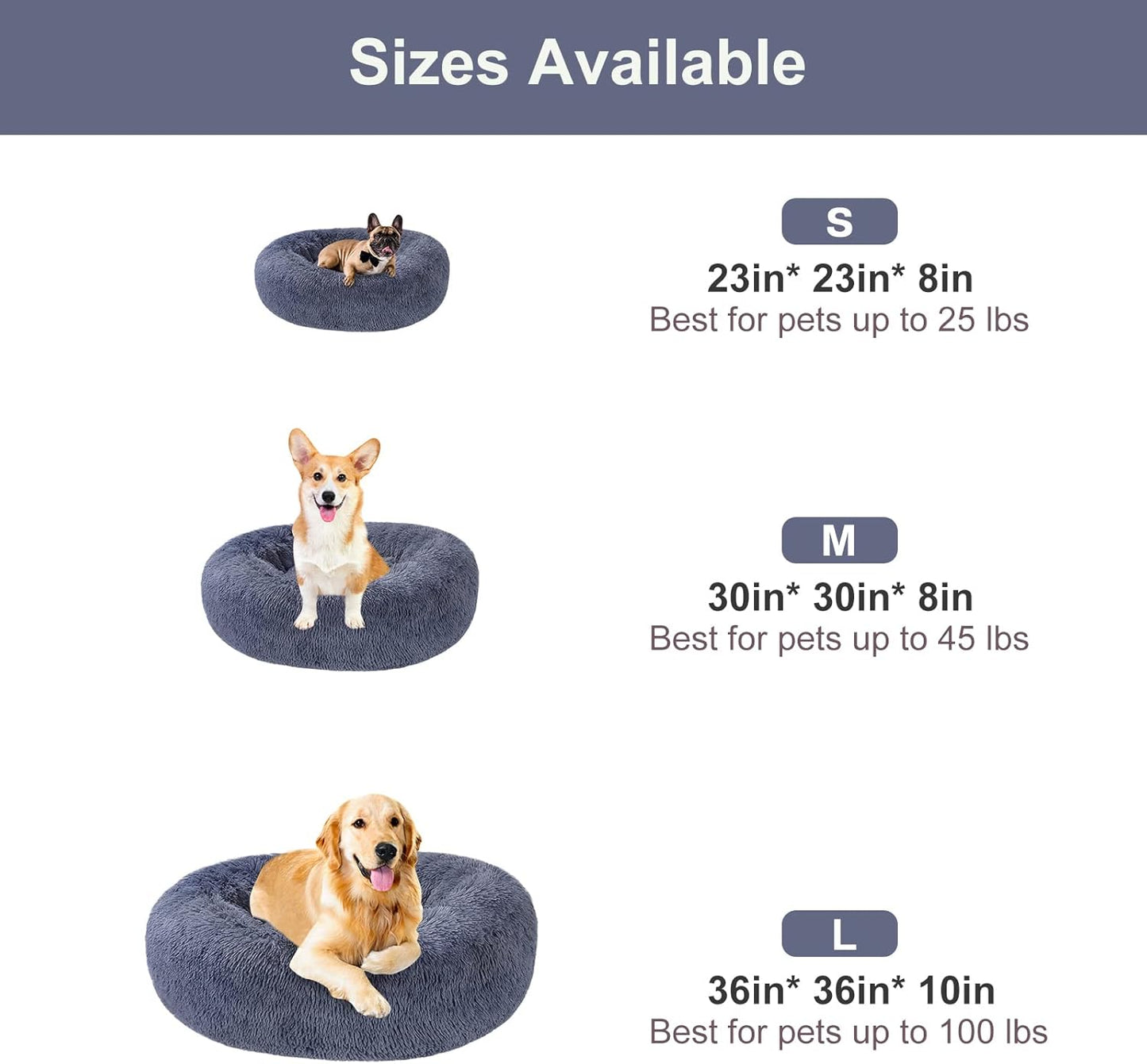 Ultimate Comfort with Our Medium Round Dog Bed - Washable Plush Donut Design for Medium and Large Dogs, Blue Grey