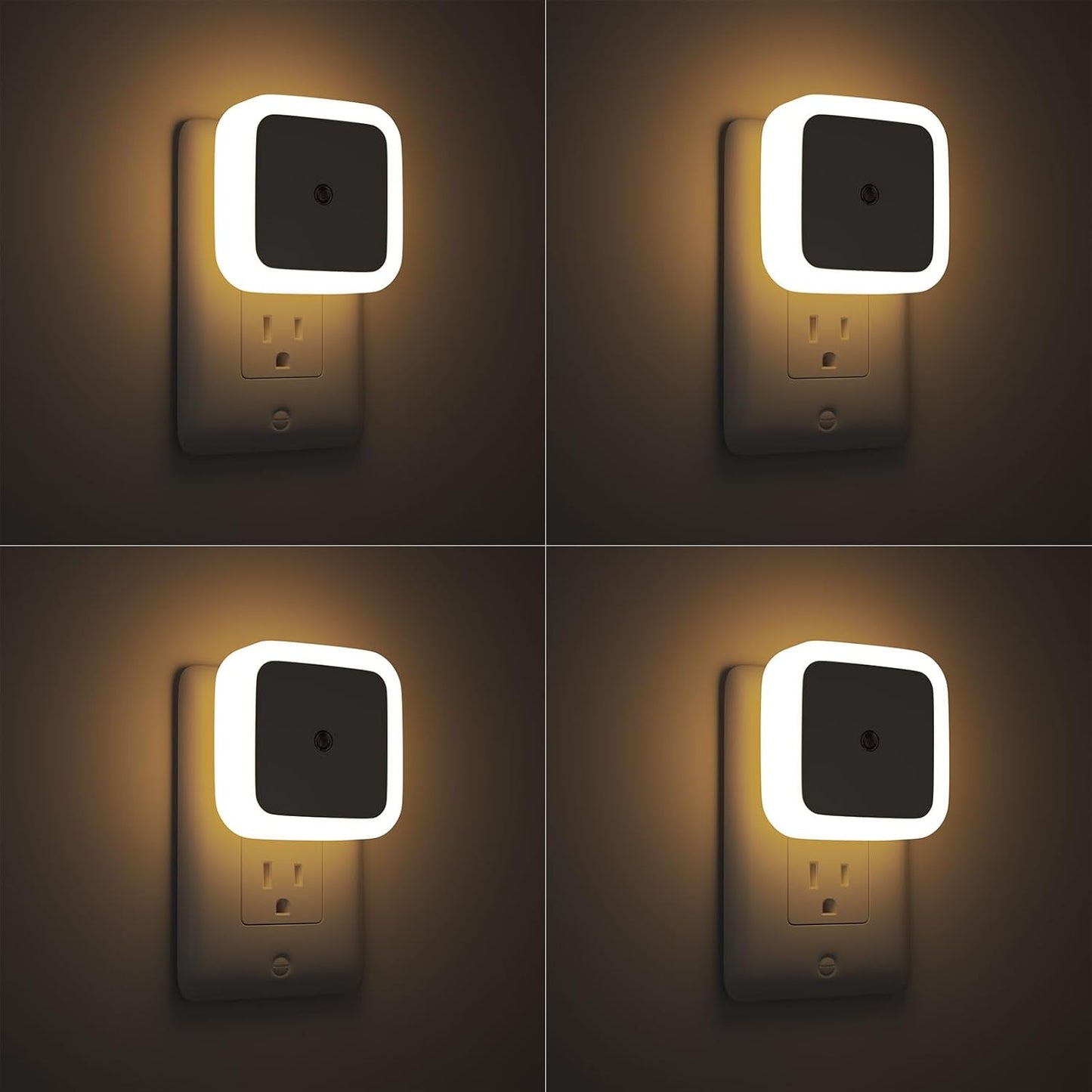 LED Plug-In Night Light, 4-Pack - Dusk to Dawn Sensor Warm White Night Lights for Bedroom, Bathroom & Hallway