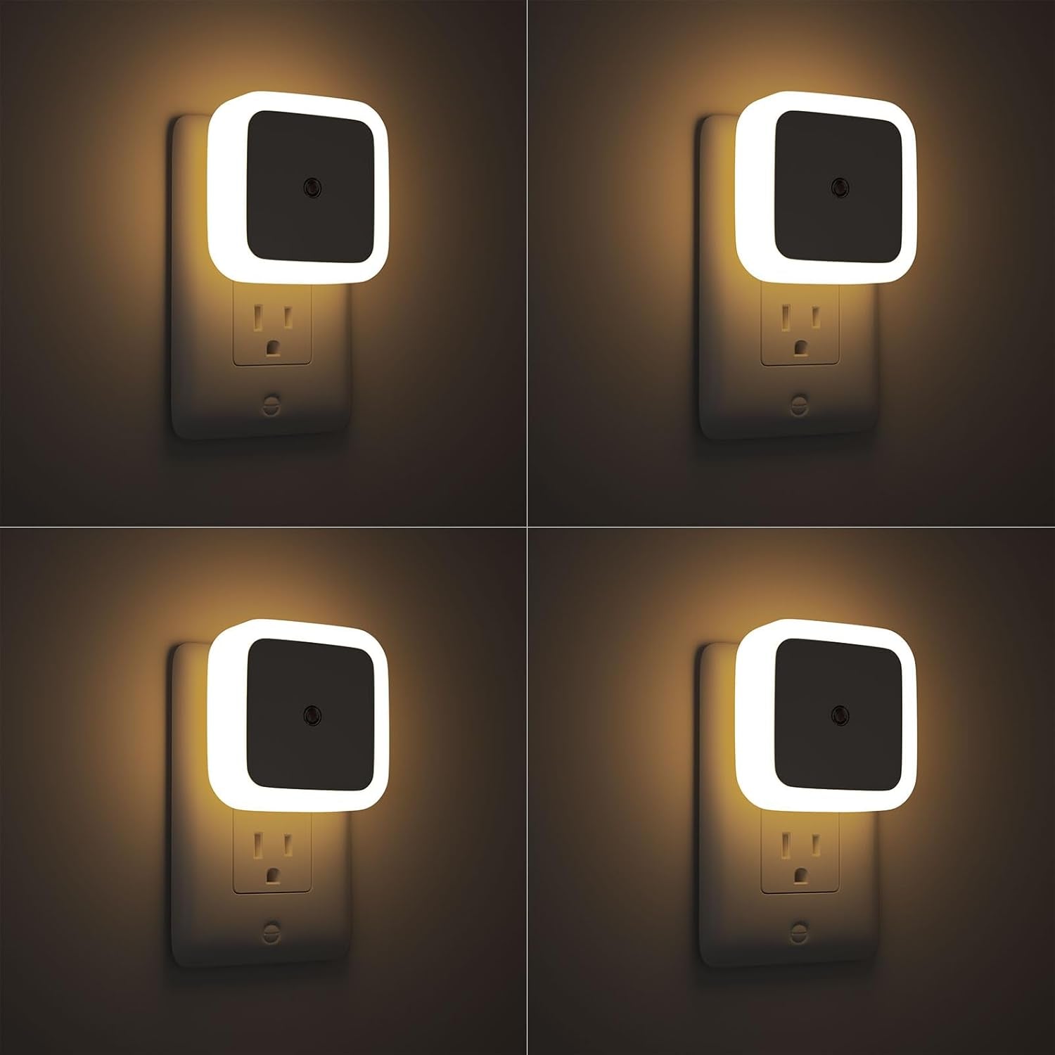 LED Plug-In Night Light, 4-Pack - Dusk to Dawn Sensor Warm White Night Lights for Bedroom, Bathroom & Hallway