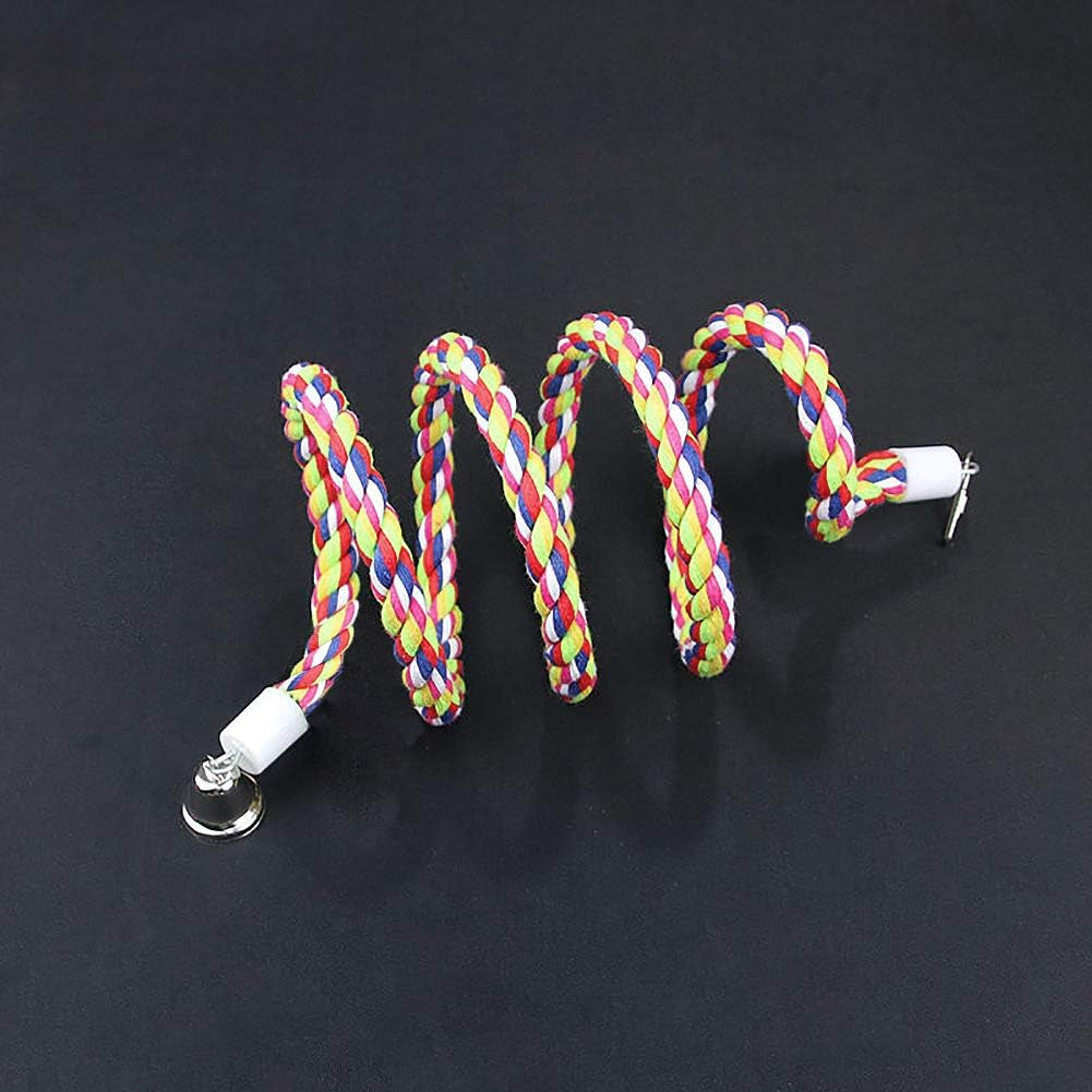 Bird Rope Perch - Flexible Spiral Bungee Stand for Parakeets, Cockatiels & Small Parrots (63 inch)