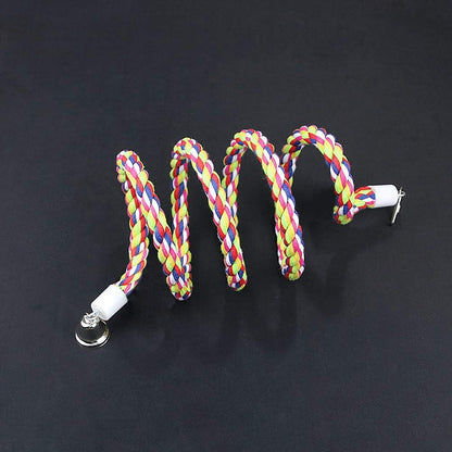 Bird Rope Perch - Flexible Spiral Bungee Stand for Parakeets, Cockatiels & Small Parrots (63 inch)