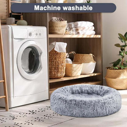Calming Dog Bed,Donut Washable Warming Soft round 39 Inches Dog Beds for Large Dogs,Anti-Anxiety Fluffy Plush Cushion Bed Fits up to 120 Lbs Pets,Gradient Blue