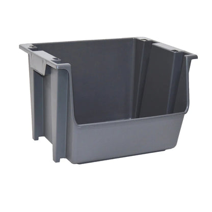 Large Nesting Stack Storage Bin, All, Plastic, Gray