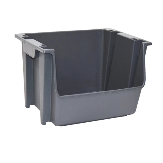 Large Nesting Stack Storage Bin, All, Plastic, Gray
