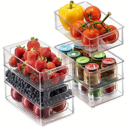 Transparent Refrigerator Organizers Durable Easy-To-Clean Multifunctional Food Storage Box for Fruits Vegetables Meats, Etc