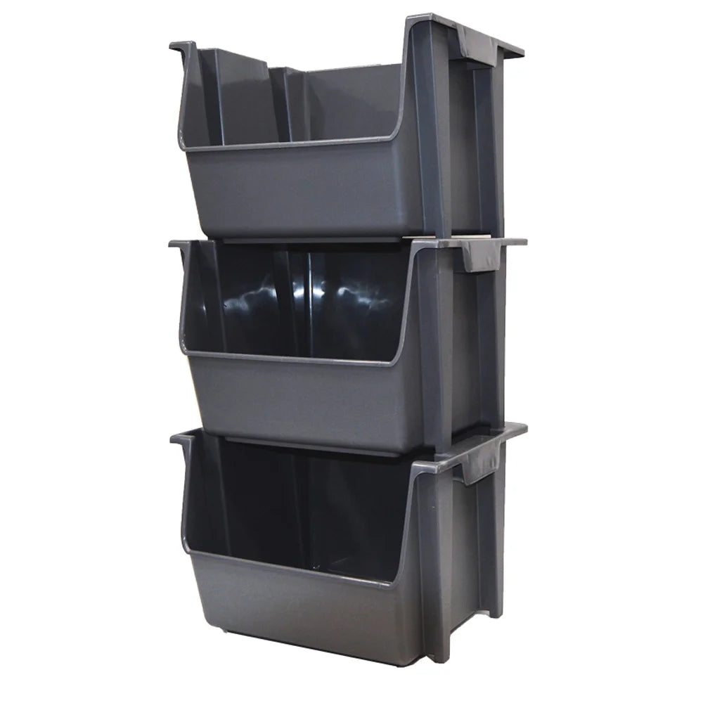 Large Nesting Stack Storage Bin, All, Plastic, Gray