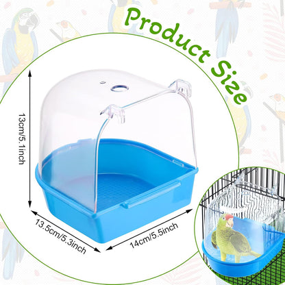 Clear bird bath box hanging on cage door