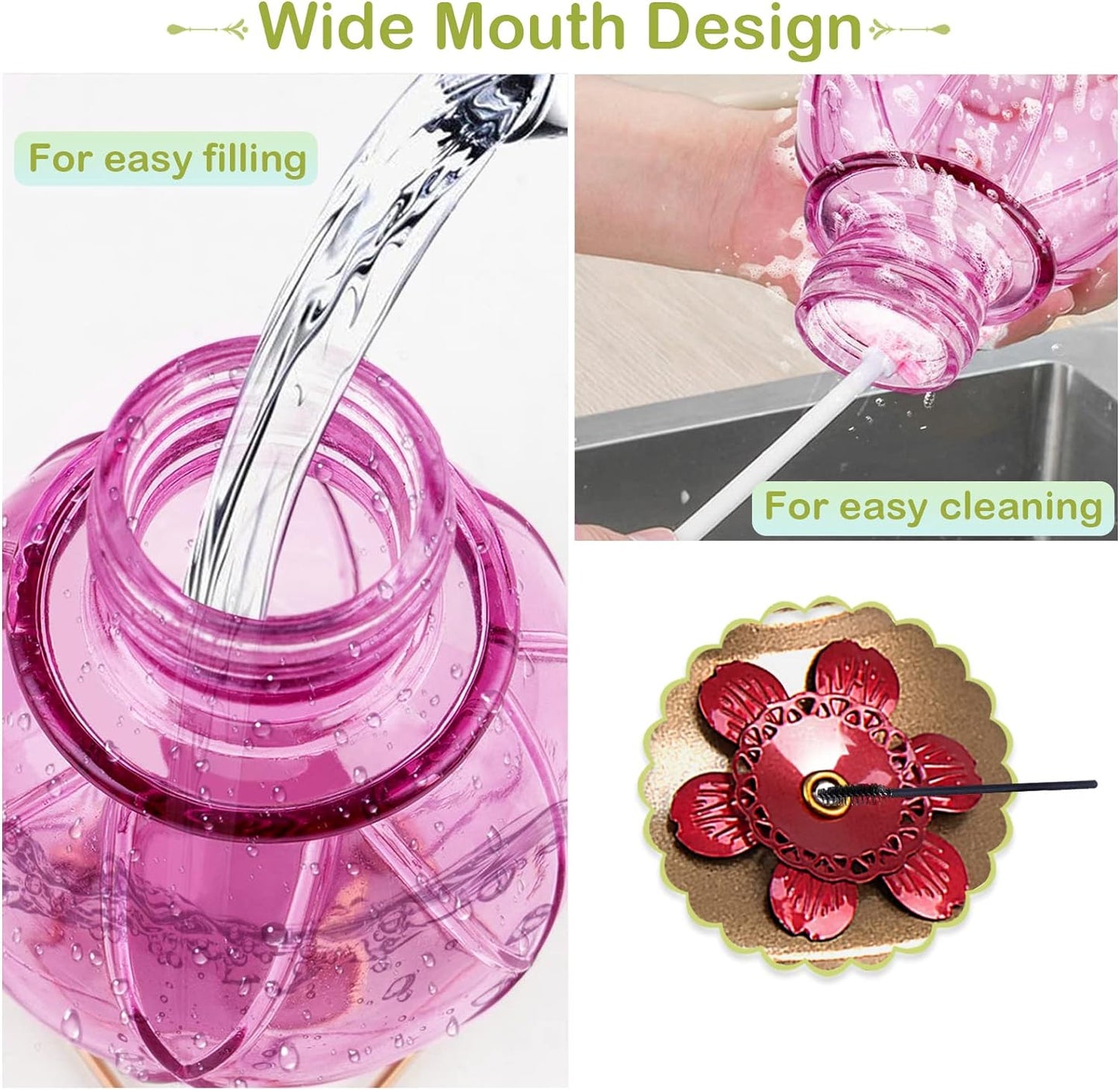 Glass Hummingbird Feeder – Hanging Outdoor Bird Feeder with 5 Feeding Ports, 20oz, Garden & Patio Decor (2-Pack)
