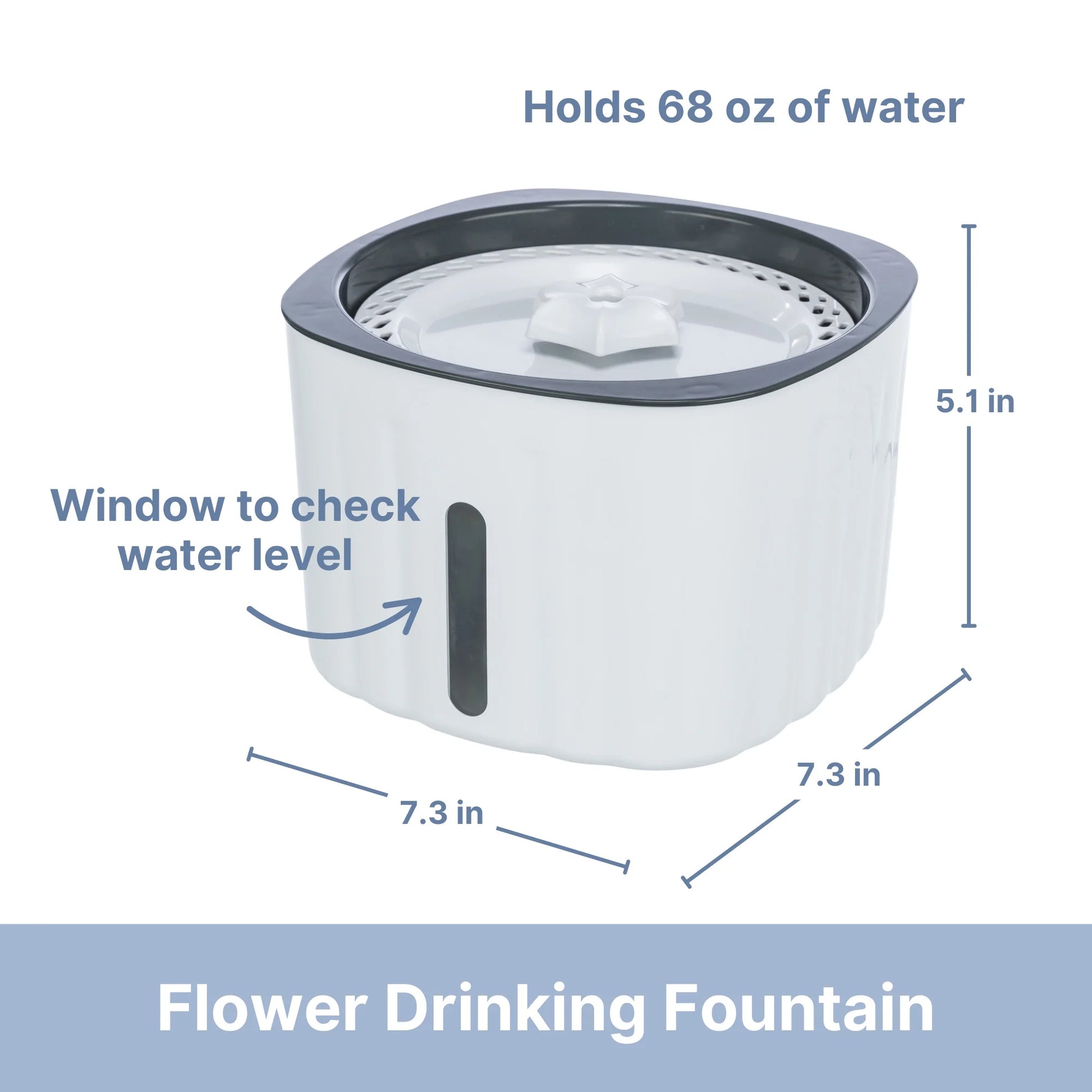 Flower Drinking Fountain for Dogs and Cats, 68Oz Automatic Water Dispenser