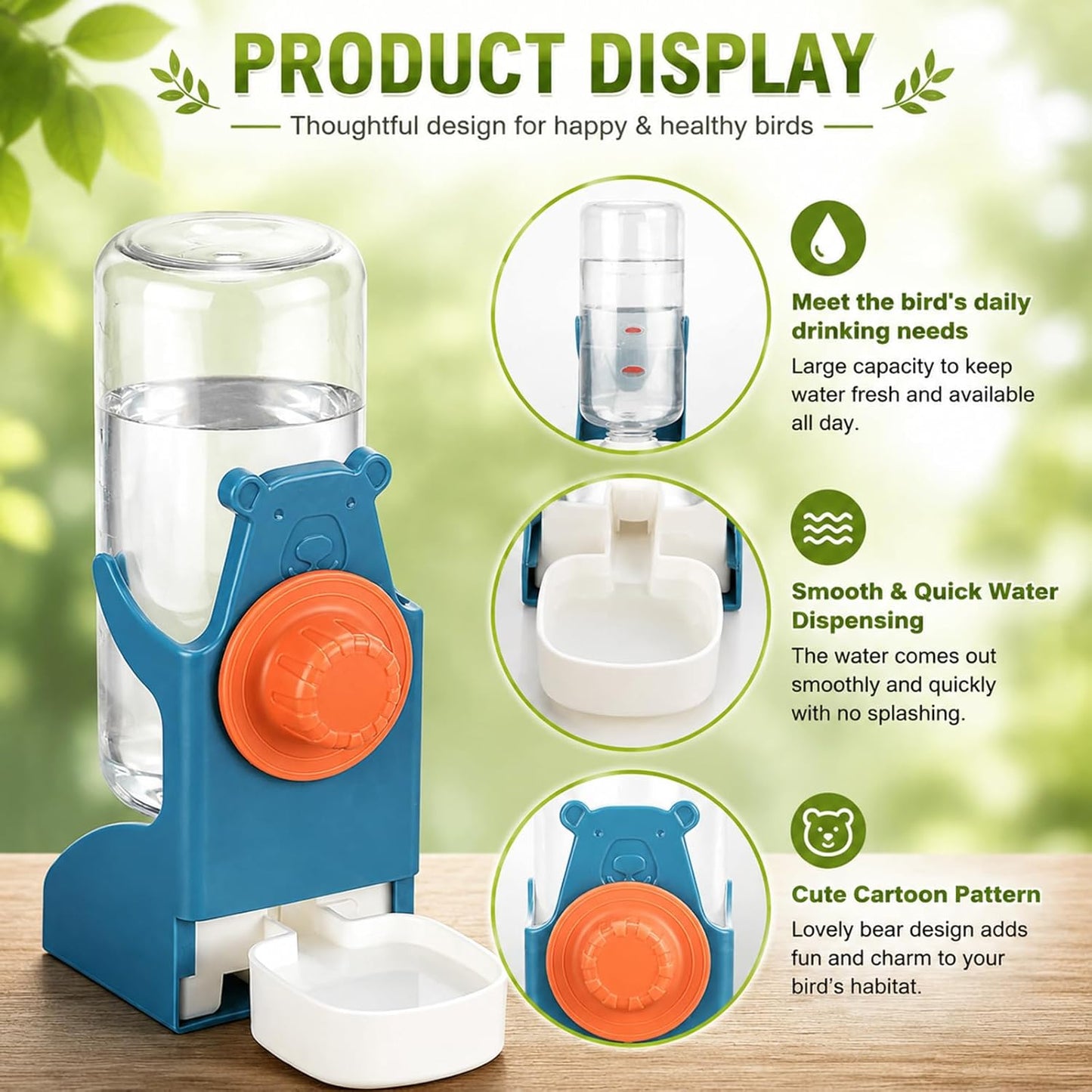 No-Mess Bird Feeder & Water Dispenser Set - Automatic Acrylic Cage Feeder for Parakeets, Cockatiels & Small Birds