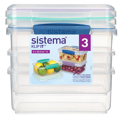 KLIP IT 4.1 Cup Plastic Food Storage Containers, Set of 3