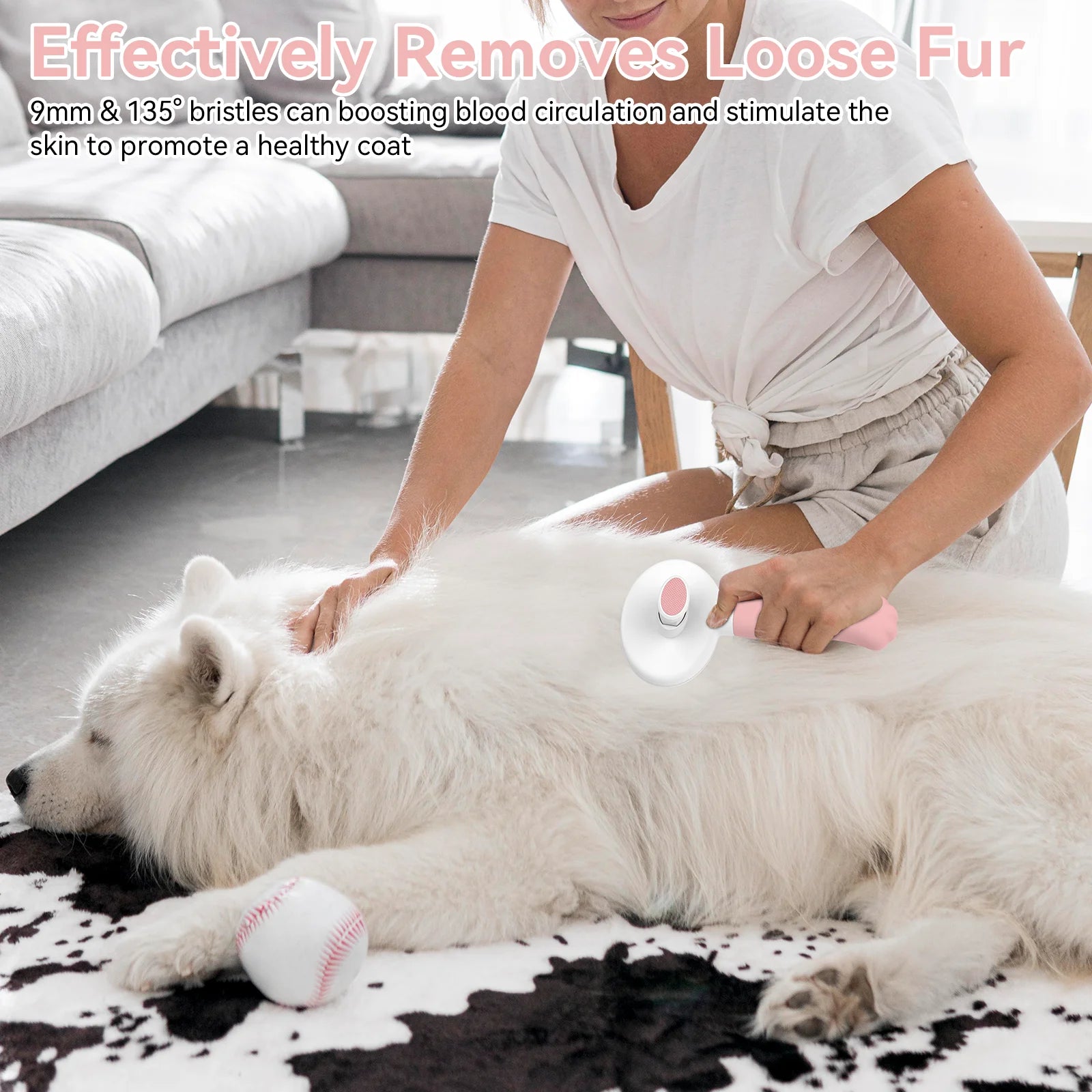 Cat & Dog Grooming Brush – Self-Cleaning Slicker Brush for Shedding, Removes Loose Fur & Tangles, Gentle & Skin-Friendly, Perfect for All Coat Types – Pink