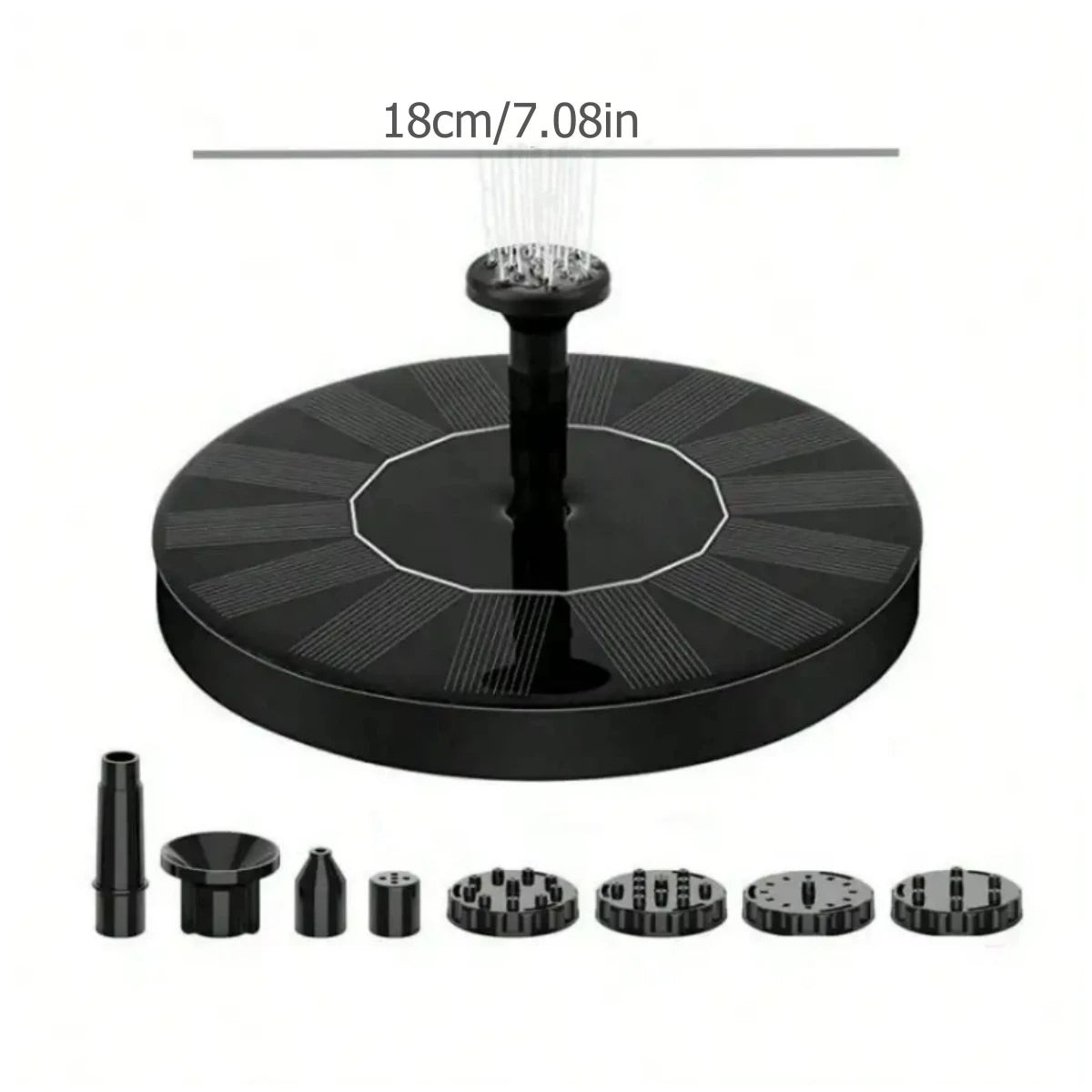 Solar Water Fountain – Floating Bird Bath Fountain for Garden, Pond & Patio, 7 Nozzles, Eco-Friendly Outdoor Decor