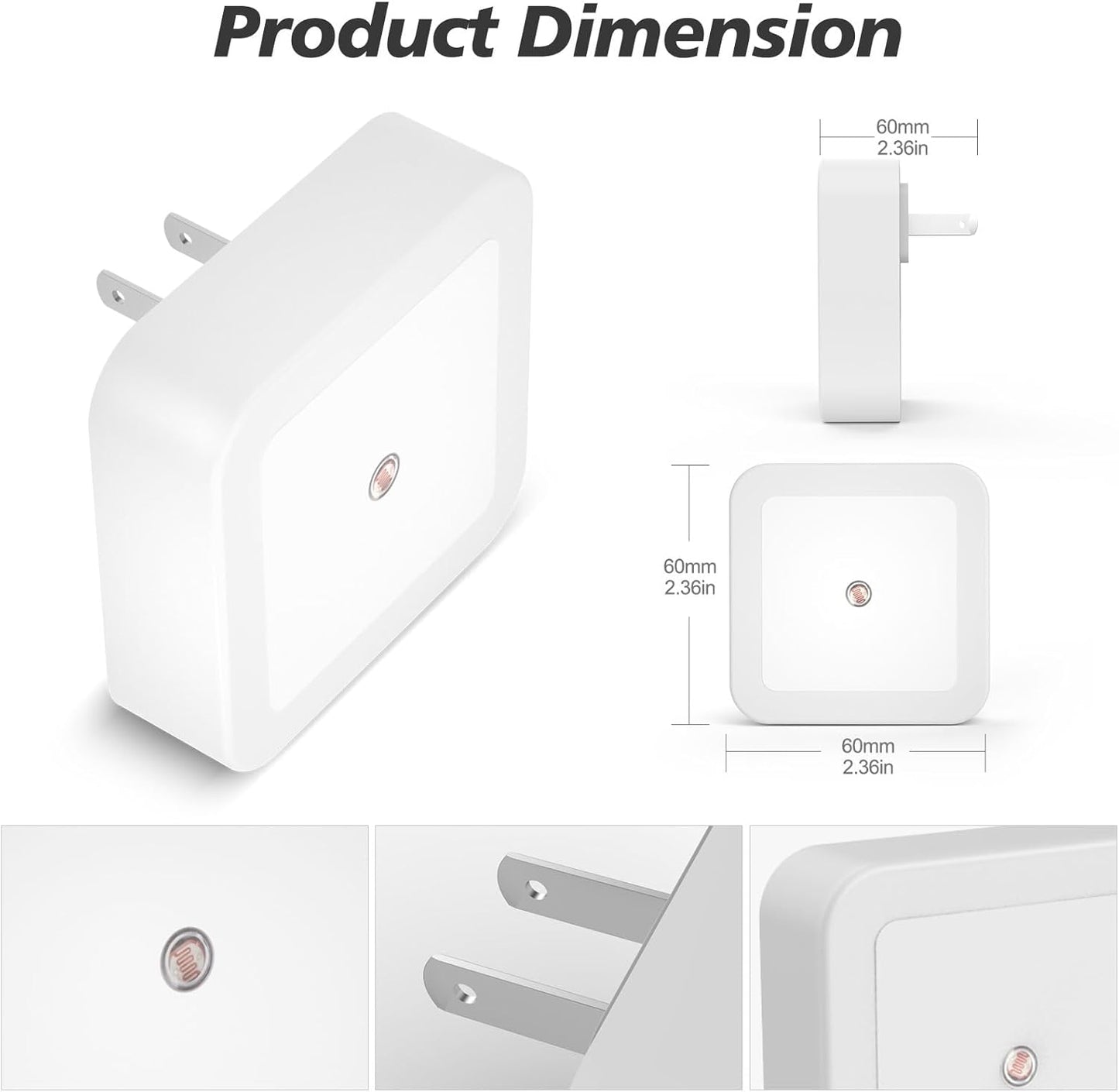 LED Plug-In Night Light, 4-Pack - Dusk to Dawn Sensor Warm White Night Lights for Bedroom, Bathroom & Hallway