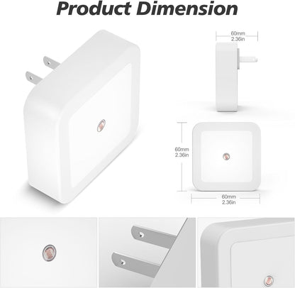 LED Plug-In Night Light, 4-Pack - Dusk to Dawn Sensor Warm White Night Lights for Bedroom, Bathroom & Hallway