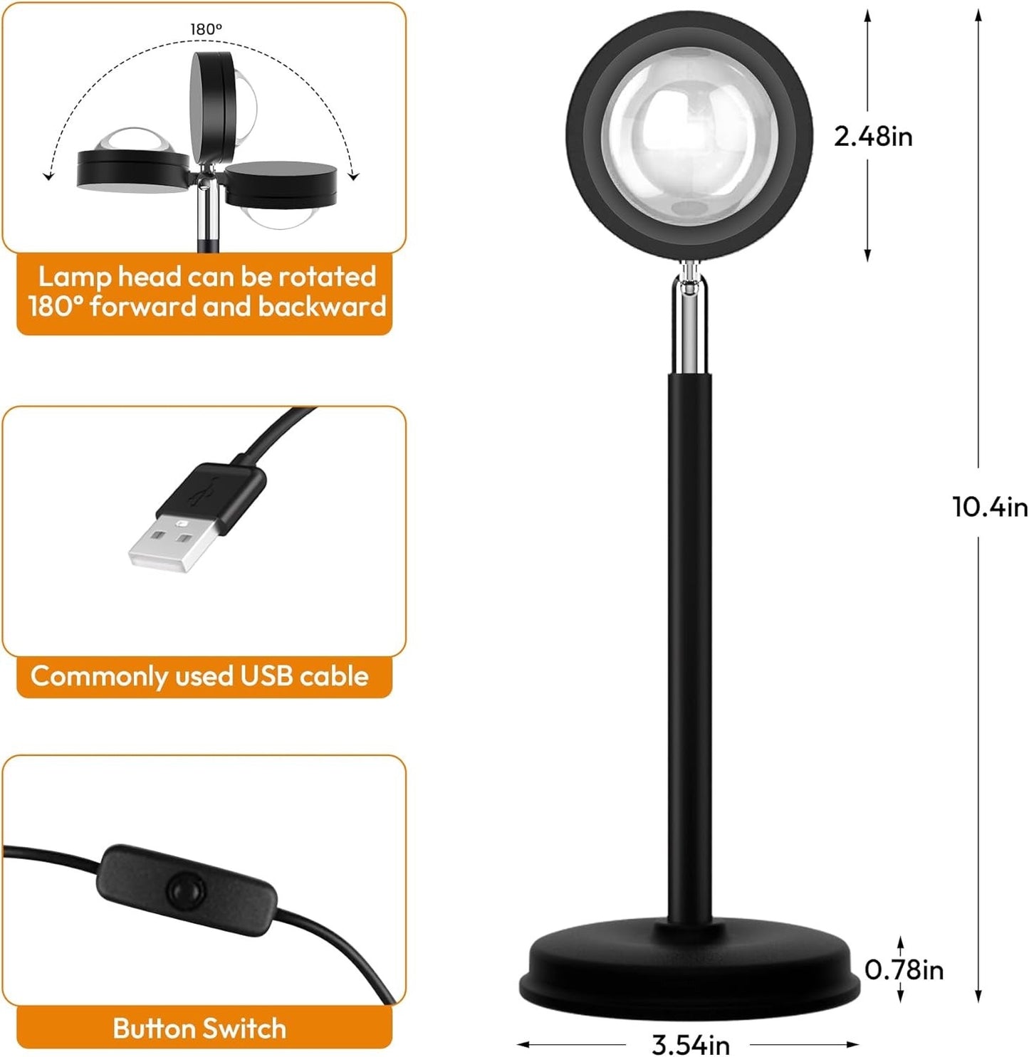 Sunset Lamp Projection - Red, Yellow, Sunset - USB Connection - Room Decor