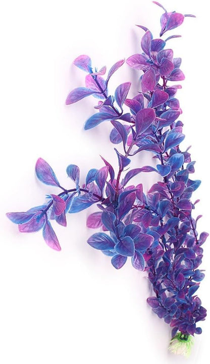 Artificial Aquarium Plants Decoration Plastic Water Ornament for Fish Tank Decor, 16Inch, Purple