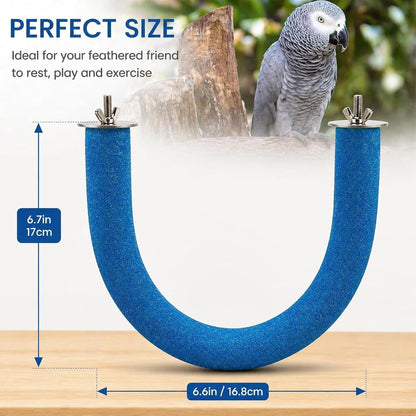 Parrot Perch Rough-Surfaced - Quartz Sands Bird Cage Perches for Medium to Large Bird, U Shape Large