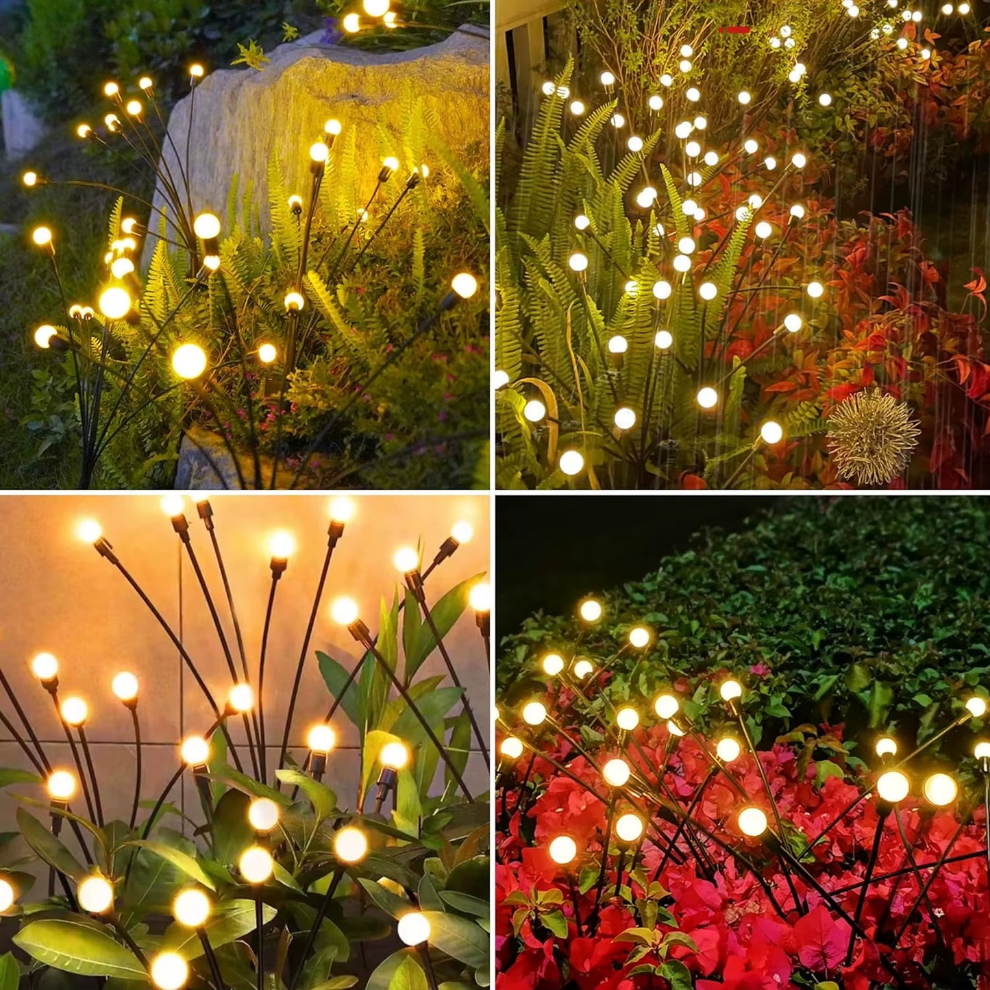 Solar Firefly Garden Lights – Waterproof Swaying Outdoor Stake Lights for Yard, Patio & Pathway (Warm White)