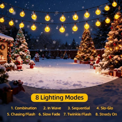 Solar Globe String Lights – Crystal Ball Outdoor Fairy Lights, Waterproof 8-Mode Patio & Garden Decor
