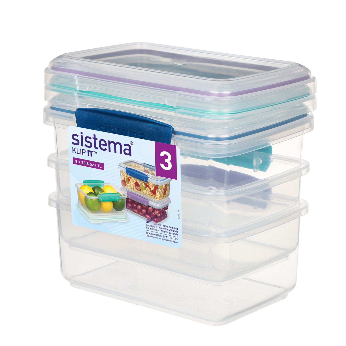 KLIP IT 4.1 Cup Plastic Food Storage Containers, Set of 3