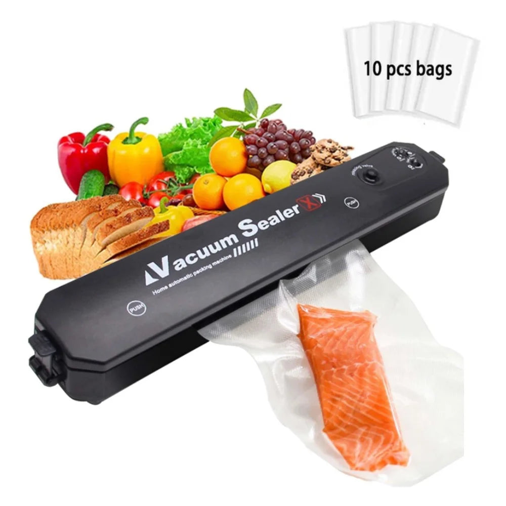 INFISU Automatic Food Vacuum Sealer Machine with 10 Vacuum Sealer Bags,Mini Electric Food Sealers Air Sealing Preserver System Vacuum Preservation Machine Used for Dry & Moist Food Preservation
