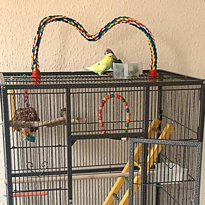 Bird Rope Perches for Parrots, Cockatiels, Parakeets, Budgie Cages Comfy Birds Colorful Rope Toy (31.5Inch Plastic Nut)