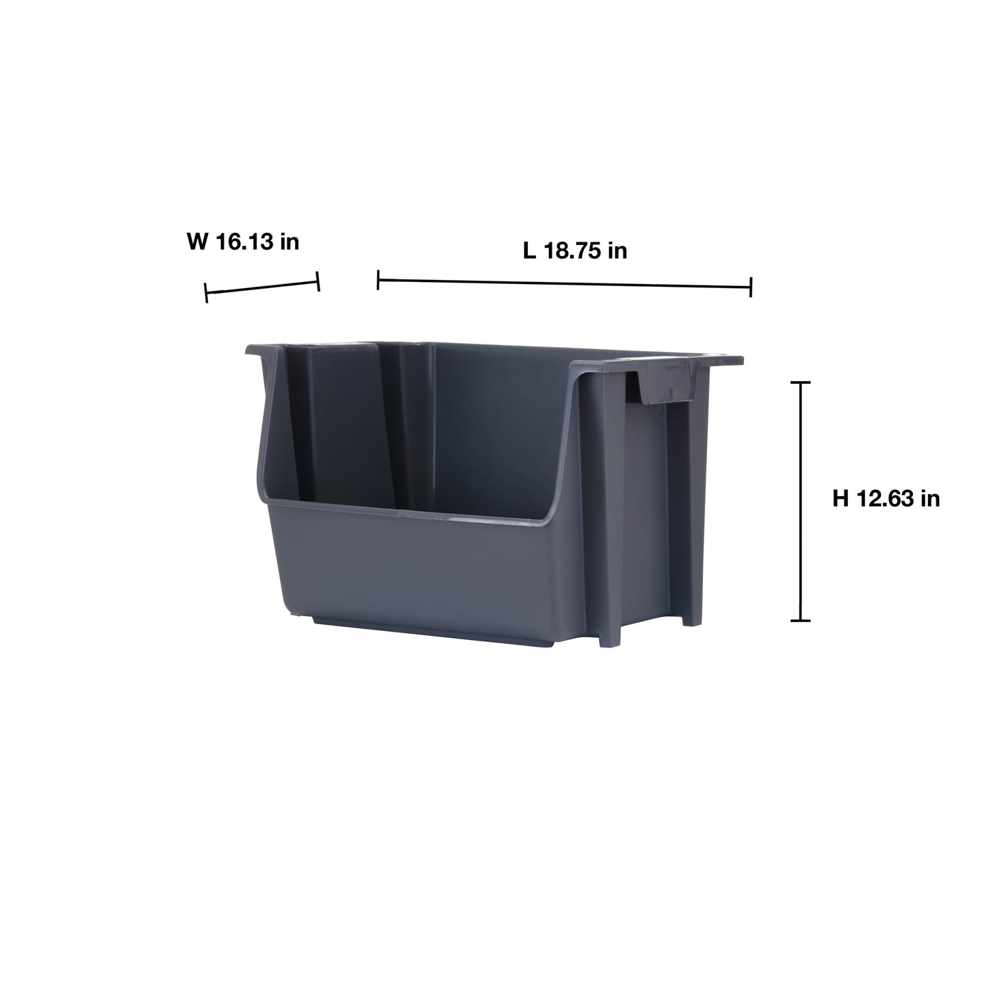 Large Nesting Stack Storage Bin, All, Plastic, Gray