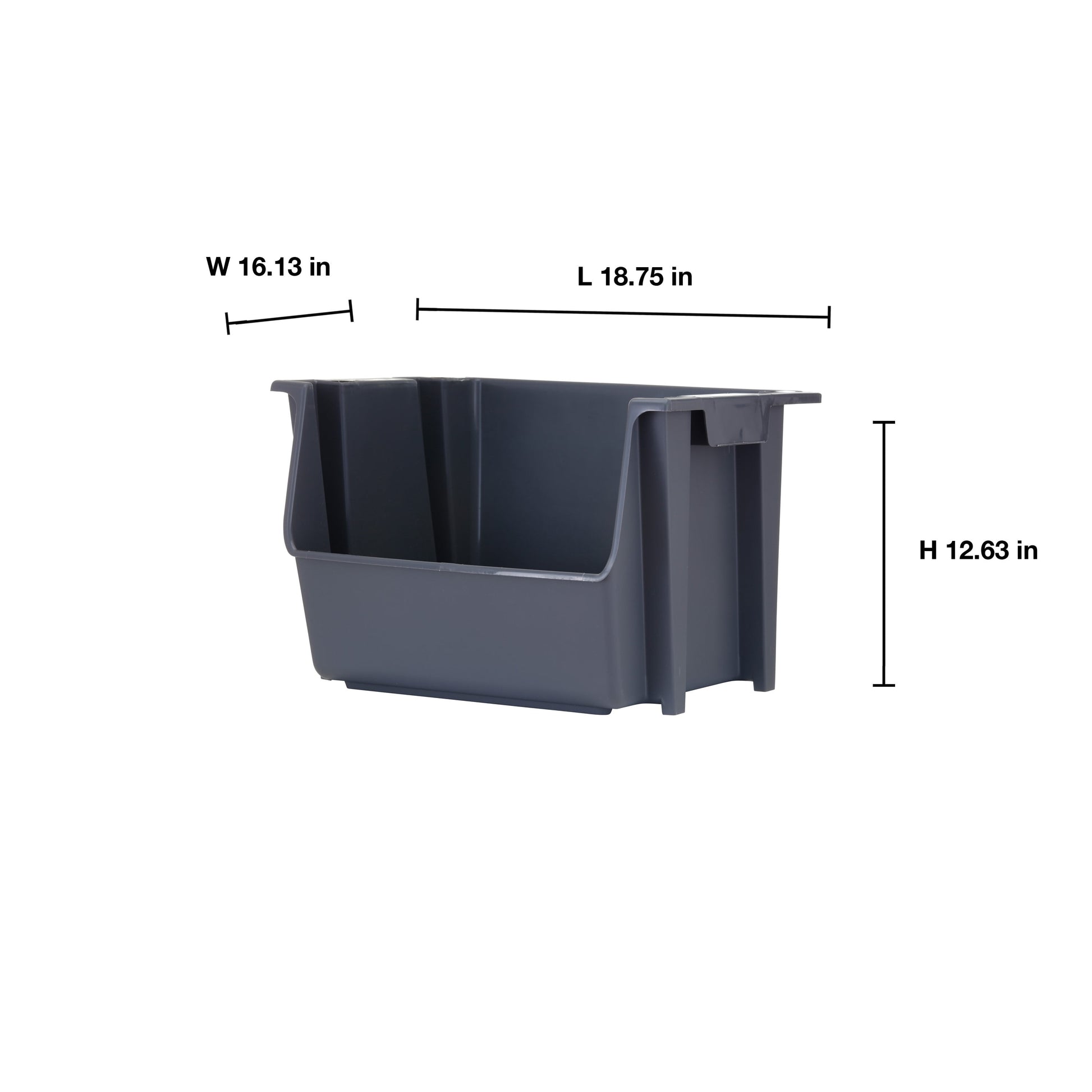 Large Nesting Stack Storage Bin, All, Plastic, Gray