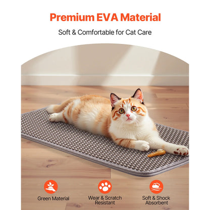 Cat Litter Mat, 24 X 15 In, Double-Layer Design, Non-Slip & Waterproof Litter-Trapping Mat for Indoor Cats, Honeycomb Pattern, Gentle on Paws, Washable Kitty Mat for Floors
