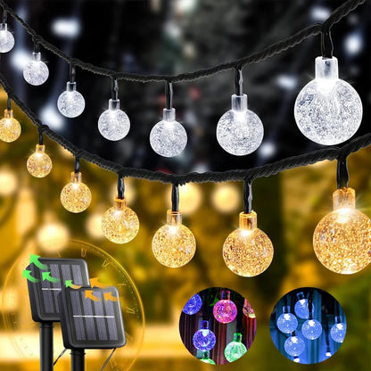 Solar Globe String Lights – Crystal Ball Outdoor Fairy Lights, Waterproof 8-Mode Patio & Garden Decor