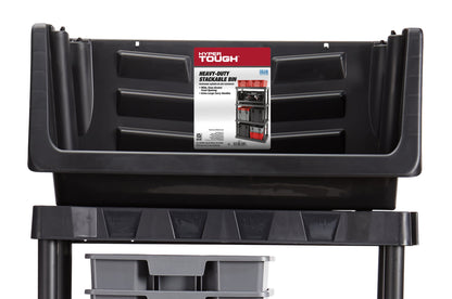 Heavy Duty Nesting Plastic Stack Bin, Black