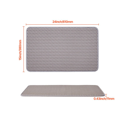 Cat Litter Mat, 24 X 15 In, Double-Layer Design, Non-Slip & Waterproof Litter-Trapping Mat for Indoor Cats, Honeycomb Pattern, Gentle on Paws, Washable Kitty Mat for Floors