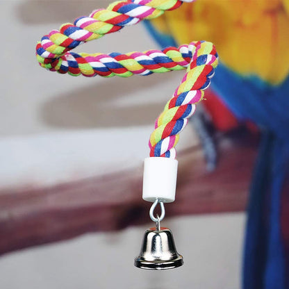 Bird Rope Perch - Flexible Spiral Bungee Stand for Parakeets, Cockatiels & Small Parrots (63 inch)